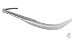 Unlackierte GFK Spoiler/Stostangenverlngerung fr LKW, hellgrau mit schwarzem Innenrand, gebogen.