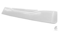 Weie GFK Sonnenblende fr LKW, mit mittiger Erhhung und geschwungenen Enden.