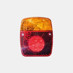 Rotes und bernsteinfarbenes SWEDSTUFF LKW-Rcklicht aus Polycarbonat mit LEDs.