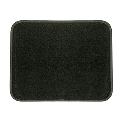 Dunkelgraue Velour-Fumatte mit abgerundeten Ecken. Die dicke Teppichstruktur ist gut erkennbar.