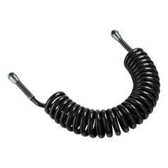 Schwarzer Luftspiralschlauch mit metallverstrkten Anschlssen an den Enden.