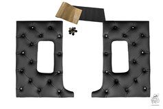 Schwarze gesteppte Kunstleder Himmelabdeckung fr Actros MP5 mit Knpfen, dazu Abdeckung fr Dachluke und Druckknpfe.