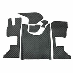 Schwarzes, gestepptes Kunstleder Bodenset fr LKW, inklusive Tunnel, Fumatten und Ablagedeckchen.