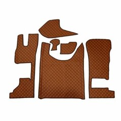 Braunes, gestepptes Kunstleder Bodenset fr LKW, bestehend aus Tunnel und Fumatten.