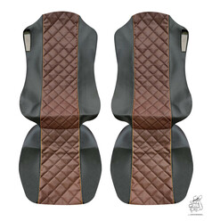 Sitzbezge Fahrer und Beifahrer Innen in dunkelbraun und Auen in schwarz