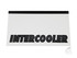 Weier Schmutzfnger mit zweifarbigem "INTERCOOLER" Schriftzug in Schwarz und schwarzer Befestigungsleiste.