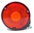 Runde rote Hella Pablo Spiegelleuchte mit schwarzem Gehuse und Befestigungsschraube.