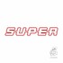 Roter Kontur-Aufkleber mit dem Schriftzug SUPER in Grobuchstaben.