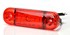 Rote, superdnne LED Positionsleuchte mit transparentem Gehuse, sichtbaren LEDs, Befestigungslchern und Anschlusskabeln.