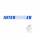 Blauer Intercooler Aufkleber mit gemischter Schrift: INTER voll, COOLER Kontur.