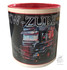 Black Warrior Paint Tasse: Schwarz mit LKW-Motiv, roter Innenseite und weien Rndern.