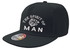 Schwarze Snapback Cap mit wei gesticktem Motiv "THE SPIRIT OF MAN" und Lwenkopf.