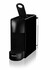 Schwarze Krups Nespresso Essenza Mini Kaffeemaschine mit offenem Kapselhalter und transparentem Wassertank.