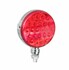 Runde Spiegellampe mit rotem Glas und mehreren roten LEDs. Chromgehuse und Halterung. 