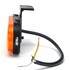 Ovale, orangefarbene Seitenmarkierungs- und Blinkleuchte mit schwarzem Halter und Anschlusskabeln.