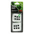 Weie, flauschige Duftwrfel in Wrfelform mit schwarzen Punkten, verpackt als Funky Dice Outdoor Lufterfrischer.