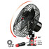 Schwarzer Metall-Ventilator fr LKW, schwenkbar, mit verstellbarem Standfu und Zigarettenanznder-Stecker.