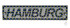 Beleuchtetes Namensschild fr LKW mit Schriftzug HAMBURG in Blau, gelben LEDs und Saugnpfen.