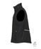 Schwarze Softshell-Herrenweste in Seitenansicht. Mit Reiverschlusstasche, gelbem Zipper und reflektierendem Streifen.