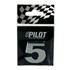 Glnzender 3D Aufkleber in Form der Zahl 5, verchromt, in transparenter Verpackung mit Pilot-Logo.