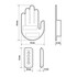 Technische Zeichnung des LED Dekoschilds "Hand" und der zugehrigen Fernbedienung.