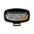 Ovaler LED Fernscheinwerfer PILOT Glare Oval-Pro mit schwarzem Gehuse und leuchtenden weien und gelben LED-Streifen.