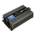 Grauer Power Inverter 1000 aus Aluminium mit geripptem Gehuse, Steckdosen und 1000W/2000W Leistung.